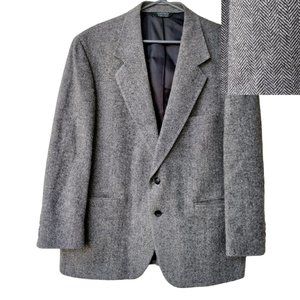 Wool Herringbone Sport Coat 43S Gray USA Made Broadmoor Pike Nordstrom 2 Button